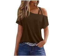 Women Off The Shoulder Top Party Short Sleeve Tunic Tops Solid Cold Shoulder Tops for Women UK Going Out Y2K Summer Tee Shirts Ladies Tunics to Wear with Leggings Blouse Tunic UK Clearance