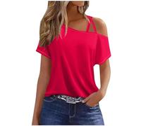 Women Off The Shoulder Top Party Short Sleeve Tunic Tops Solid Cold Shoulder Tops for Women UK Going Out Y2K Summer Tee Shirts Ladies Tunics to Wear with Leggings Blouse Tunic UK Clearance