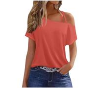 Women Off The Shoulder Top Party Short Sleeve Tunic Tops Solid Cold Shoulder Tops for Women UK Going Out Y2K Summer Tee Shirts Ladies Tunics to Wear with Leggings Blouse Tunic UK Clearance
