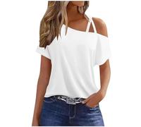 Women Off The Shoulder Top Party Short Sleeve Tunic Tops Solid Cold Shoulder Tops for Women UK Going Out Y2K Summer Tee Shirts Ladies Tunics to Wear with Leggings Blouse Tunic UK Clearance