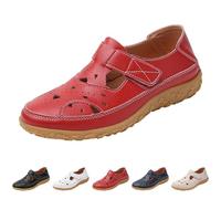 Women Office Work Sandals Summer Slip on Close Toe Wedges Sandals Orthopedic Wide Width Western Stylish Shoes Adjustable Dressy New Sport Sandal (Red, 9.5)