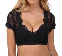 Women Oktoberfest Lingerie Lace Short Vest Bra Elegant Dirndl Blouse Solid Color Strapless Plus Size Top Arm Covers Sexy Nighties for Women Black White Winter