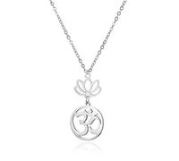Women OM Necklace Indian Yoga Aum Om Ohm Pendant Stainless Steel Hindu Meditation Charm Sanskrit Symbol Amulet Jewelry for Men, one size, Stainless Steel, No Gemstone