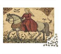 Women on Horses Rätsel Für Erwachsene 52x38cm/1000pcs,Herausforderungsspiele Medieval Art