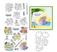 Women On Vacation People Clear Stamps and Metal Die Cuts for Card Making