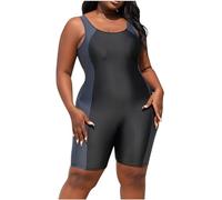 Women One Piece Boyleg Swimsuit Athletic Tummy Control Swimwear Surfing Rash Guard Swimming Costume Plus Size Modest Swimwear Bathing Suit Tankini Beachwear Ladies Sport Swimming Costume UK Size 12-20