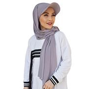 Women One Piece Hijab Baseball Cap 2 in 1 Sun Protection Chiffon Hijab Scarf with Cotton Cap Long Turban Hat Full Cover Prayer Headscarf Muslim Shawls Chemo Cancer Headwear