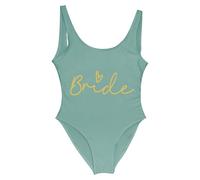 Women One Piece Swimsuit 2024 Bride Print Monokini Tummy Control Swimming Costume Retro Swimwear Padded Bathing Suits Team Bride Swimwear Bride Party Beachwear Mint Green