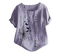 Women One Shoulder Tops Jacket Style Blouse Gifts for Her Festival Essentials New Elegant Literary and Artistic Retro Printing Casual Cotton T Shirt Top Women Outlet Clearance UK