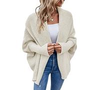 Women Open Front Knit Oversized Cardigan Batwing Balloon Sleeve Crochet Sweater Cardigan SKU-4 S