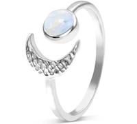 Women Open Ring Adjustable Metal Celestial Jewelry for Halloween Season | Lightweight Silver Finish, Comfortable Wear, Scratch Resistant, Birthday Wedding Choice for Women