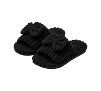 Women Open Toe Slippers Bow Plush House Shoes Ladies Striped Fuzzy Slippers | Non Slip Fluffy Slippers Indoor Outdoor Sliders Thick Sole Cozy Slippers Solid Mule Slipper Cute Home Slipper