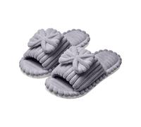 Women Open Toe Slippers Bow Plush House Shoes Ladies Striped Fuzzy Slippers | Non Slip Fluffy Slippers Indoor Outdoor Sliders Thick Sole Cozy Slippers Solid Mule Slipper Cute Home Slipper