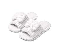 Women Open Toe Slippers Bow Plush House Shoes Ladies Striped Fuzzy Slippers | Non Slip Fluffy Slippers Indoor Outdoor Sliders Thick Sole Cozy Slippers Solid Mule Slipper Cute Home Slipper
