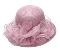 Women Organza Derby Sun Hat,Kentucky Fascinator Cocktail Tea Party Hat Flower Church Wedding Bridal Straw Caps, Light Purple, M