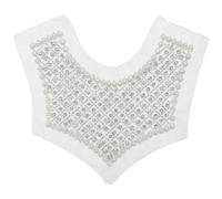 Women Organza Lace Collar Neckline with Rhinestones Pearls Beaded Appliques Sew On Patches Garment Accessories Crafting Pearls Rhinestones Swing Neckline Appliques