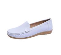 Women Orthopedic Air Cushion Shoes, Women's Casual Slip-On Slip Resistant Breathable Leather Nurse Shoes, Comfortable Orthopedic Work Nursing Shoes, for Medical Workers, Doctors (Color : White, Size
