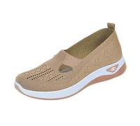 Women Orthopedic Casual Walking Shoes Breathable Soft Sole Slip On Shoes Lightweight Athletic Sneakers Size UK 5.5 Khaki