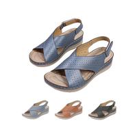 Women Orthopedic Sandals,Comfortable Dressy Flats Sandals Arch Support Wedge Open Toe Summer Walking Shoes (Blue, Adult, Women, 4, Numeric, UK Footwear Size System, Medium)