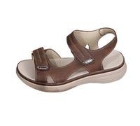 Women Orthopedic Sandals Double Strap Hook and Loop Adjustable Comfortable Walking Sandals Touch Close Soft Footbed Summer Light Non-slip Sandal Ladies Footwear size 6 Coffee