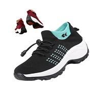 Women Orthopedic Stretch Cushion Shoes Comfy Cloud Pro Breathe Mesh Sock Fashion Sneakers Antiskid Wedge Running Footwear, Green, 5 UK