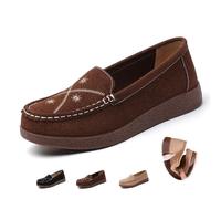 Women Orthopedic Suede Leather Loafers Retro Ladies Moccasins Driving Mocs Comfort Slip-On Fashion Boat Shoes Nursing Shoes (Brown,40EU)