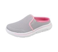 Women Orthopedic Walking Shoes Breathable Mesh Casual Trainers Slip On Trainers Women Backless Workout Sneakers Lightweight Soft Sole Beach Shoes Clogs for Causal Indoor Outdoor Grey