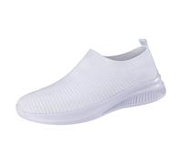 Women Orthopedic Walking Shoes Soft Mesh Breathable Comfortable Lightweight Trainers Summer Slip On Walking Arch Support Casual Wedge Shoes Ladies Beach Knit Sneakers (White, 4.5)