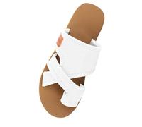 Women Outdoor Slippers Toe Loop Sandals Mesh Open Toe Comfort Flip Flops Non-Slip Backless Flats Beach Slide Summer Casual Quick-Dry Pool Sandals Breathable Travel Resort Shoes (White, 6.5)