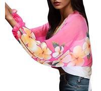 Women Outdoor Sun Sleeve Arm Cover For Summer Cycling And Driving Thin Long Sleeve Ice Silk Chiffon Cardigan Large Blanket Scarves (Hot Pink, One Size) Works Utility Kimono Cardigan