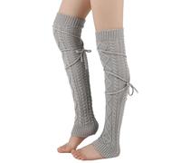 Women Over Knee Socks Cable Knit Thigh High Socks Long Boot Stocking Knee High Socks Winter Warm Leggings Socks Stretch Thermal Knee Warmer Knee Wrap Sleeves for Ladies Girls (1, Grey with strap)