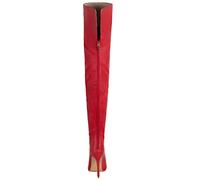 Women Over-the-knee Boots Sexy Back V Cut Zipper Boots Over The Knee Pointed Toe Bootie Thigh Long High Thin Heels Shoes Autumn Winter Stretch Boots,Red,39