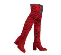 Women Over the Knee Boots Thigh High Suede Block Winter Low Above Long OTK Comfort Pointed toe Chunky Block Low Heel Thigh High Boots 2025