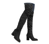 Women Over the Knee Boots Thigh High Suede Block Winter Low Above Long OTK Comfort Pointed toe Chunky Block Low Heel Thigh High Boots
