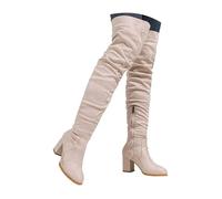Women Over the Knee Boots Thigh High Suede Block Winter Low Above Long OTK Comfort Pointed toe Chunky Block Low Heel Thigh High Boots