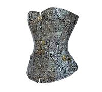 Women Overbust Punk Sexy Silver Steampunk Retro Bustiers Korse Body Modeling Corsage Gothic Vintage Top Silver M