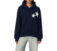Women Oversized Stars Hoodie Y2K Long Sleeve Hooded Sweatshirt Jumper Pullover 90s Vintage Girl Grunge Aesthetic Clothes Baggy Fashion Streetwear (Blue, S)