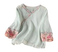 Women Oversized Tops Casual Short Sleeve Shirts Plain Summer Loose T Shirt V Neck Tunic Blouses Athletic Gym Top with Pockets Tee Ladies T-Shirts Plus Size Oktoberfest Outfit(Green,L)