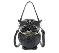 Women Owl Shaped Purse Crossbody Shoulder Bag Handbags Funny Novelty Gothic Unique PVC Messenger Bags 3D Animal Shaped Purse, Black