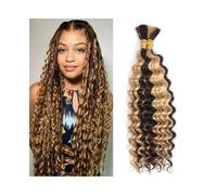 Women P4/27 Color 1 Bundle Deep Wave Human Braiding Hair Curly Bulk Hair for Micro Braids Crochet No Weft 100g Extensions for Braids(20inches)