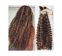 Women P4/27 Highlight Deep Wave Boho Braiding Hair 100g No Weft Curly Human Bulk Hair Extensions Extensions for Braids(14inches)