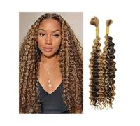 Women P4/27 Human Braiding Hair Deep Wave Bulk Brazilian Hair Extensions No Weft for Boho Braids Extensions for Braids(20inches)