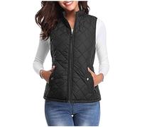 Women Padded Gilet Puffer Down Vest Zip Up Winter Warm Quilted Jacket Lightweight Body Warmer Sleeveless Jackets Fleece Coat Windproof Waterproof Gilets Warehouse Deals Dlearance
