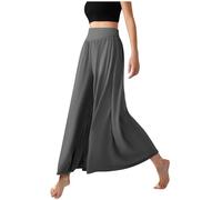 Women Palazzo Wide Leg Flare Pants Clearance Prime Trouser Plus Size Elegant Ladies New Long Hippy Gypsy Maxi Elastic Loose Waist Jersey UK Skirt Wide Leg Trousers Lightweight High Waisted Pants