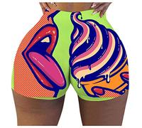 Women Pants Sexy,Women's Fashion Slim Hot Funny Words Print Gym Shorts Butt Lift Shorts Panties Green Exercise Running Outwear
