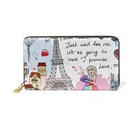 Women Paris Tower Romance Wallet Real Leather Purse for Phone Girl Men