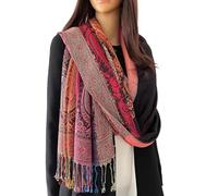 Women Pashmina Scarf Shawl Wrap - Large Long Paisley Floral Rainbow Ladies Scarves, Wearable Blanket Scarf, Womens Winter Scarfs, Indian Shawl Wedding Evening Stole, Head Scarf (Black)