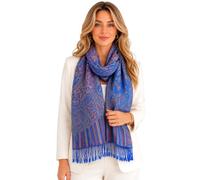 Women Pashmina Scarf Shawl Wrap - Large Long Paisley Floral Rainbow Ladies Scarves, Wearable Blanket Scarf, Womens Winter Scarfs, Indian Shawl Wedding Evening Stole Head Scarf (Cotton Paisley Blue)