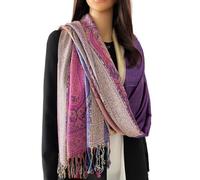 Women Pashmina Scarf Shawl Wrap - Large Long Paisley Floral Rainbow Ladies Scarves, Wearable Blanket Scarf, Womens Winter Scarfs, Indian Shawl Wedding Evening Stole, Head Scarf (Purple)