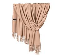 Women Pashmina Scarf Soft Solid Plain Shawl Wrap Fashion Warm Neck With Fringes Silk Scarf Hair (Khaki, A)